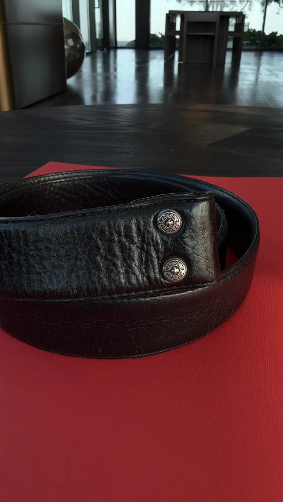Chrome Hearts Black Leather Belt Strap Size 36 Chrome Hearts