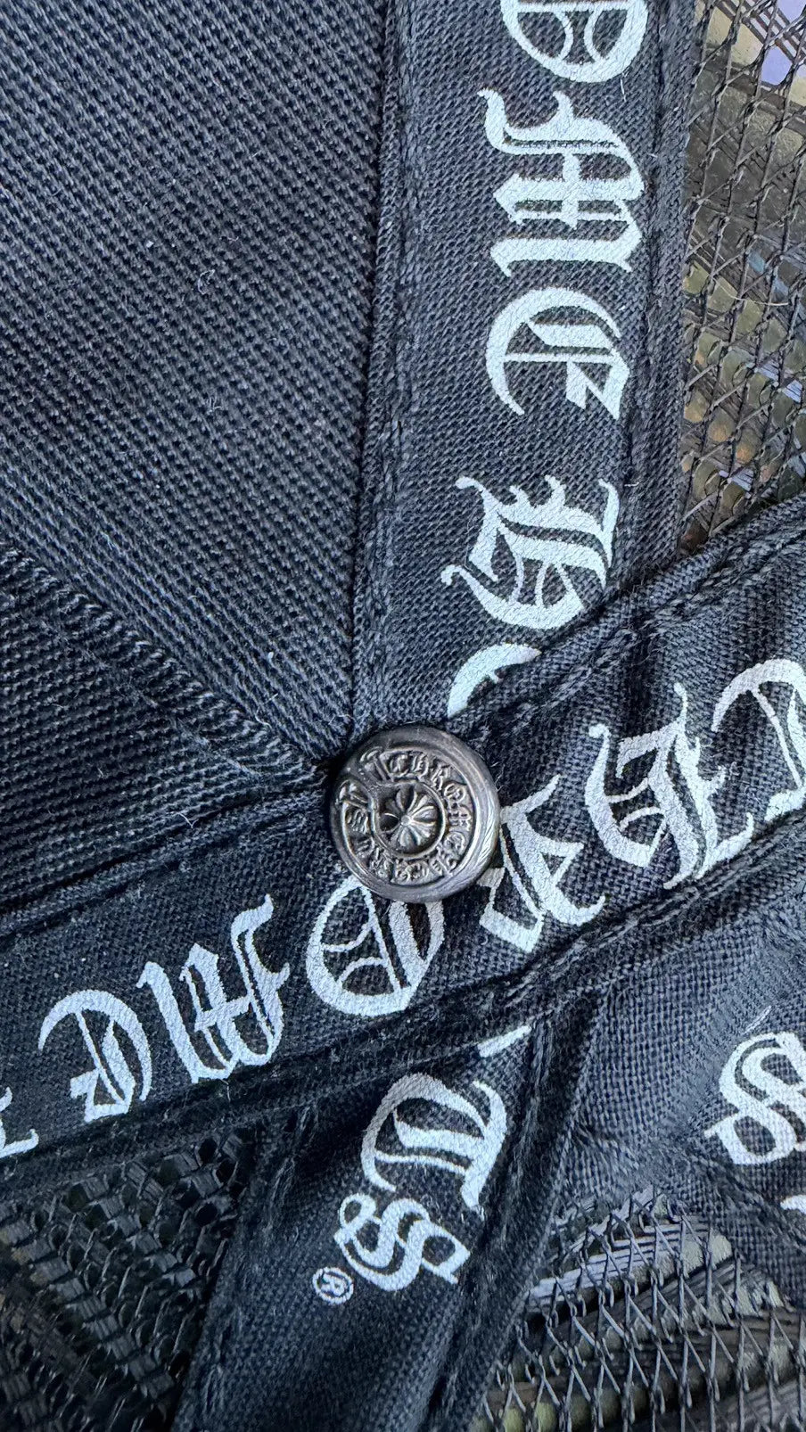 Chrome Hearts Cemetery Cross Leather Stitched Trucker Hat Chrome Hearts