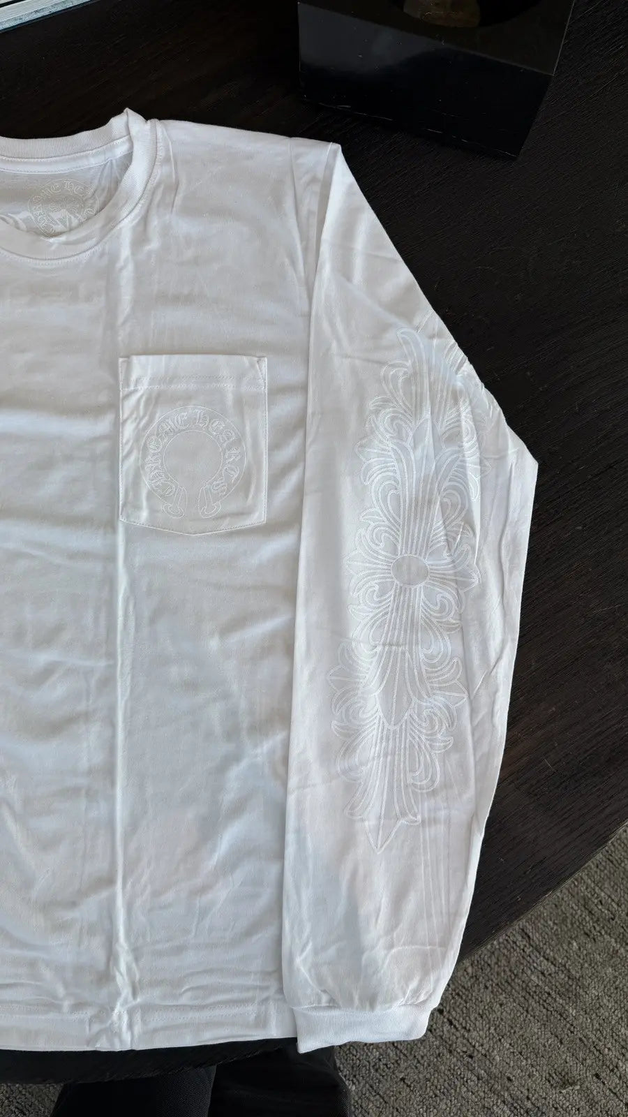Chrome Hearts White Embroidered Pocket Long Sleeve T-Shirt Size M Chrome Hearts