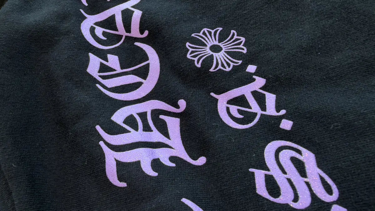 Chrome Hearts (F&F) Purple Glitter Floral Cross Hoodie Size L Chrome Hearts