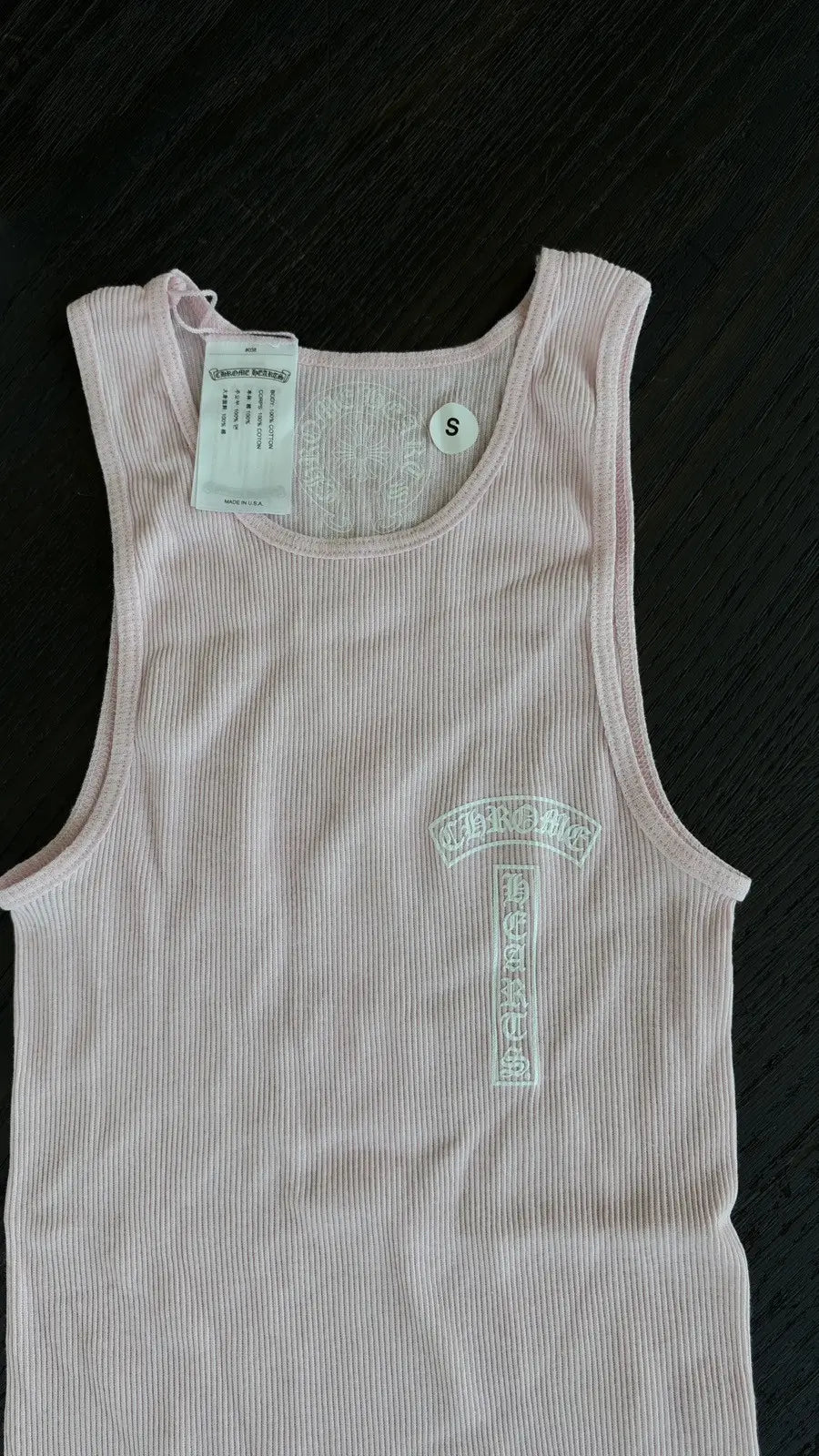 Chrome Hearts Pink T-Bar Script Rib Tank Top Size S Chrome Hearts