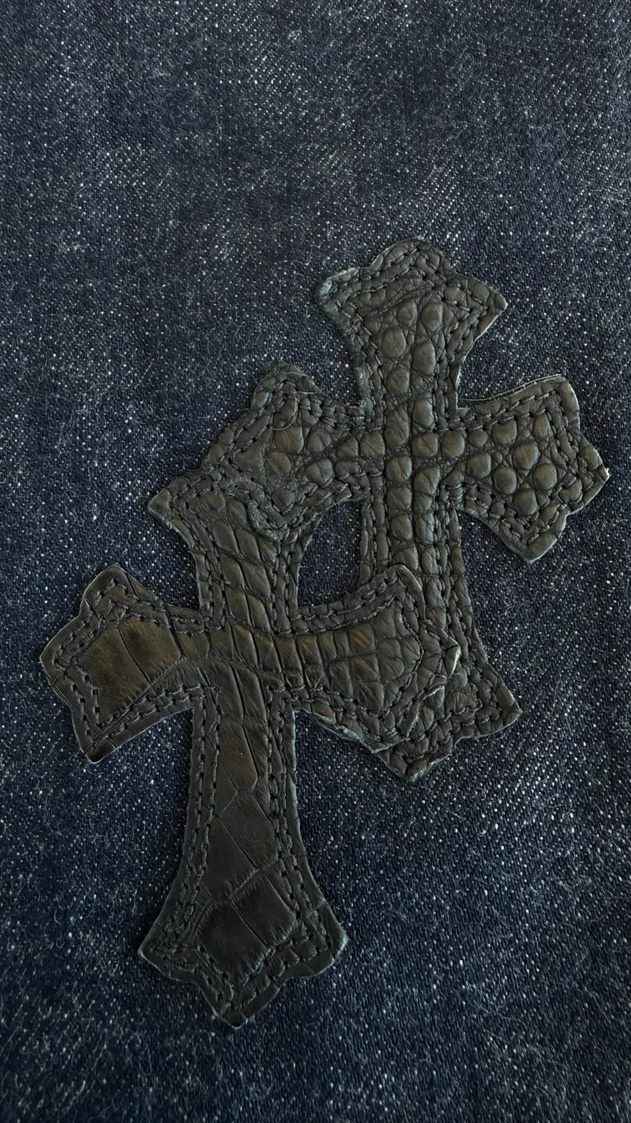 Chrome Hearts Crocodile Cross Patch Jeans Chrome Hearts