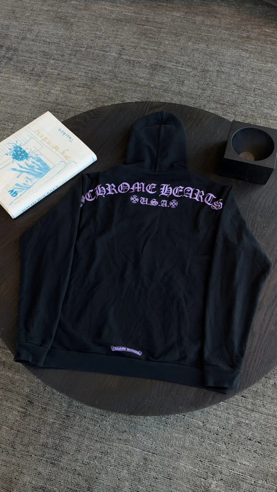 Chrome Hearts (F&F) Purple Glitter Floral Cross Hoodie Size L Chrome Hearts