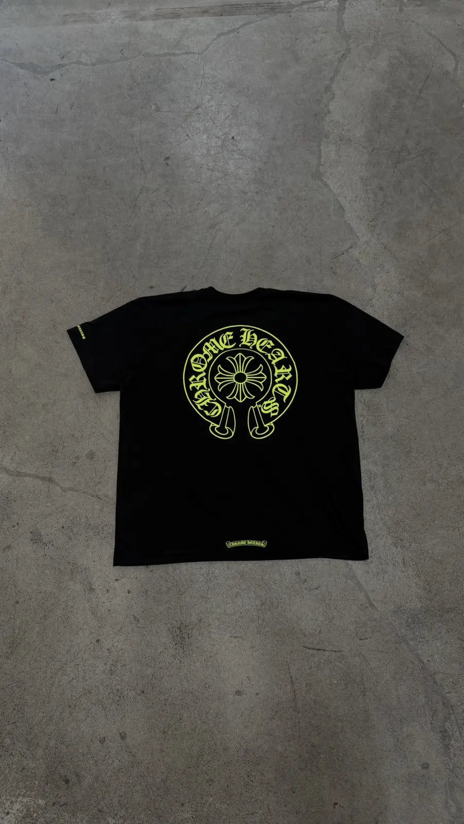 Chrome Hearts Neon Yellow Horseshoe Pocket Short Sleeve Tee