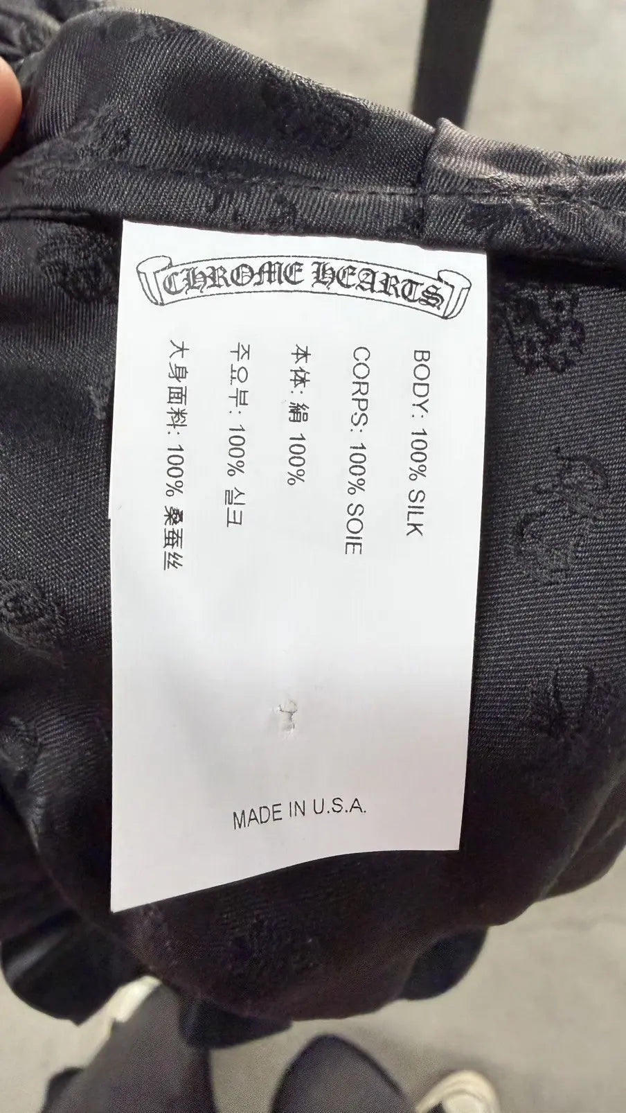 Chrome Hearts Black Silk Shoulder Top