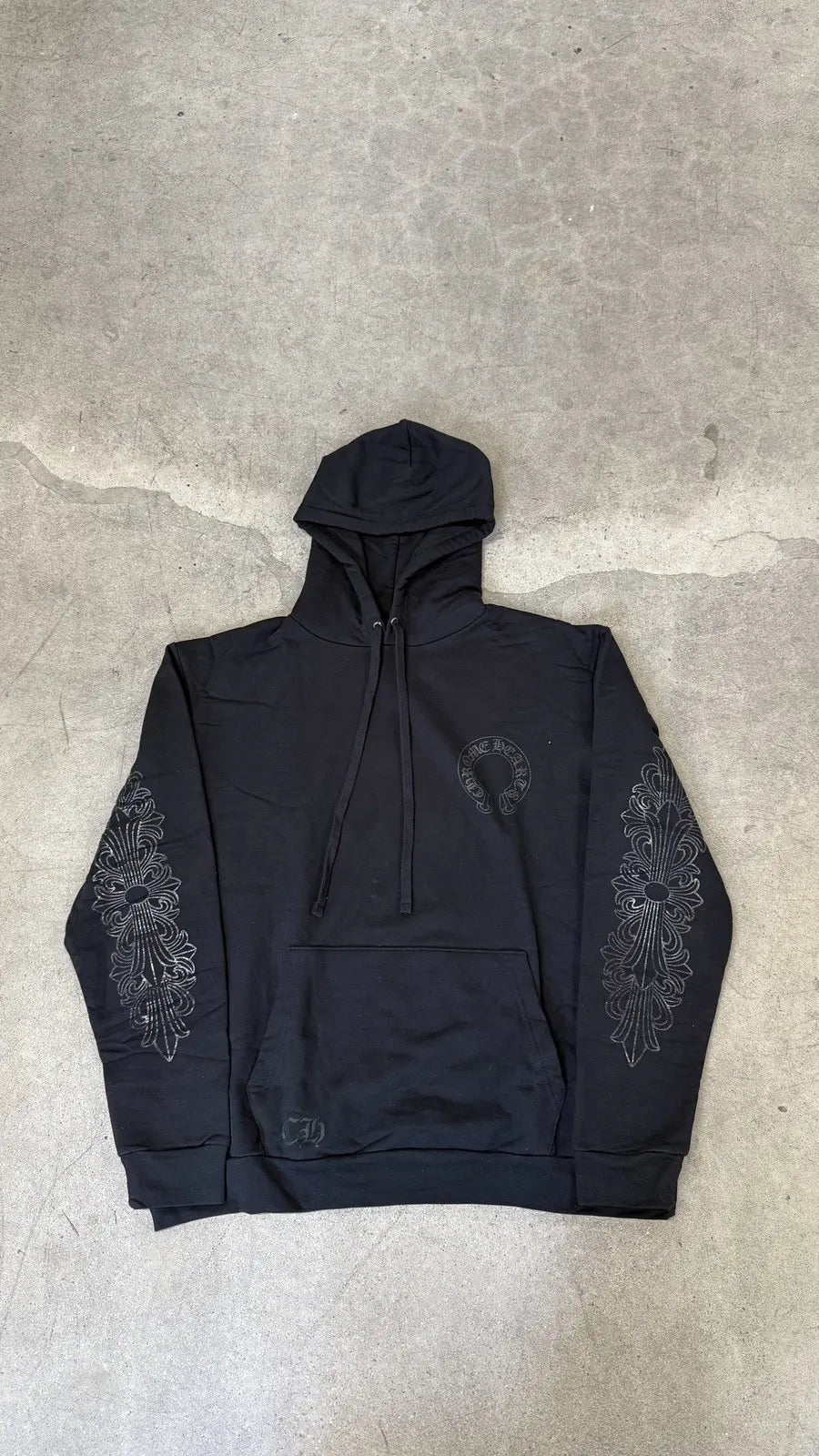 Chrome Hearts Blacked Out Horseshoe Logo Hoodie Black