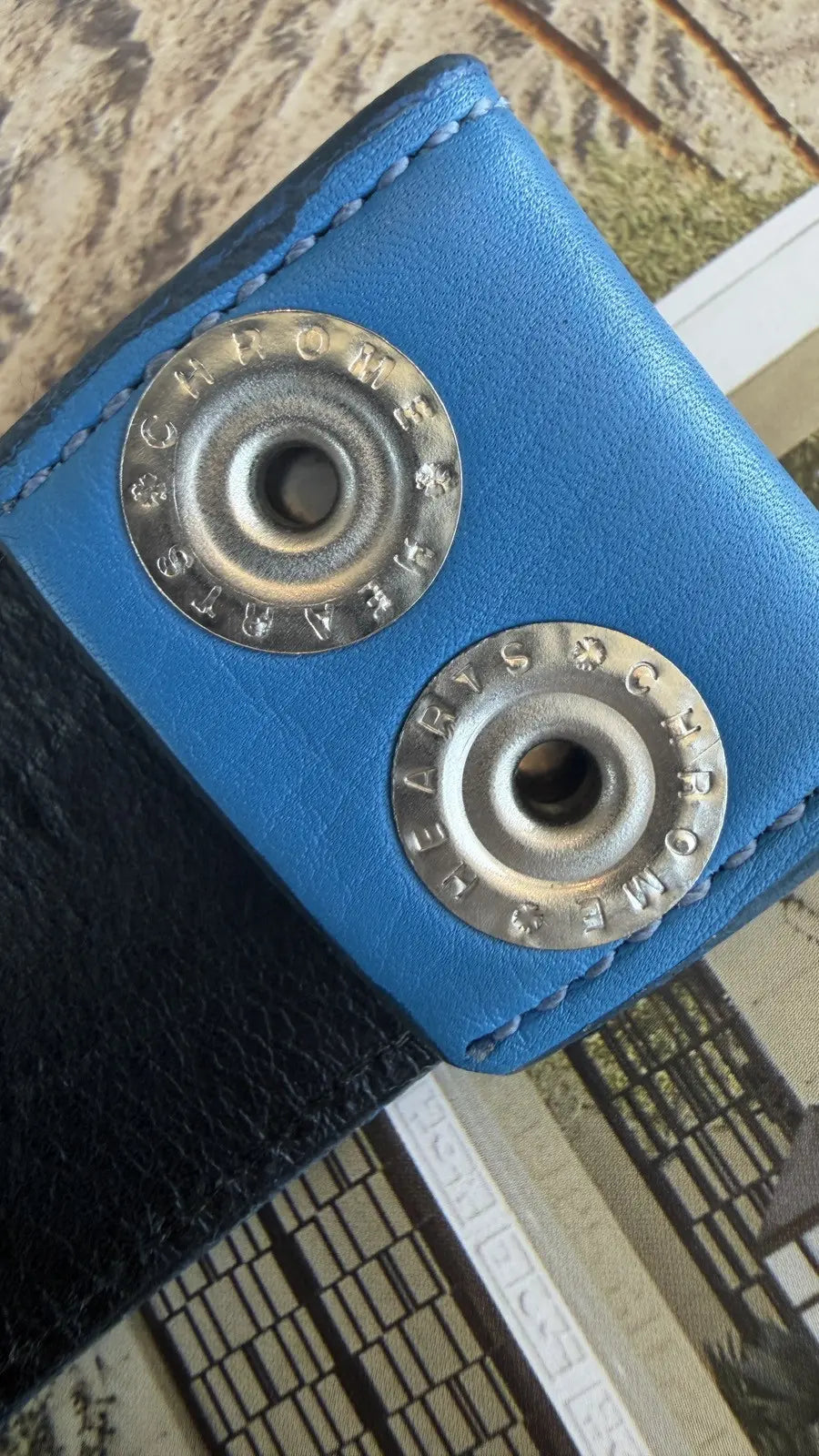 Chrome Hearts Blue Leather Belt Strap Size 34 Chrome Hearts