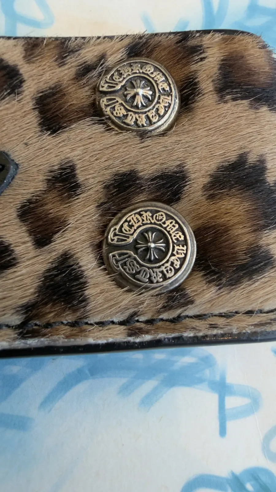 Chrome Hearts-Style Leopard Print Ponyhair Belt Strap Chrome Hearts