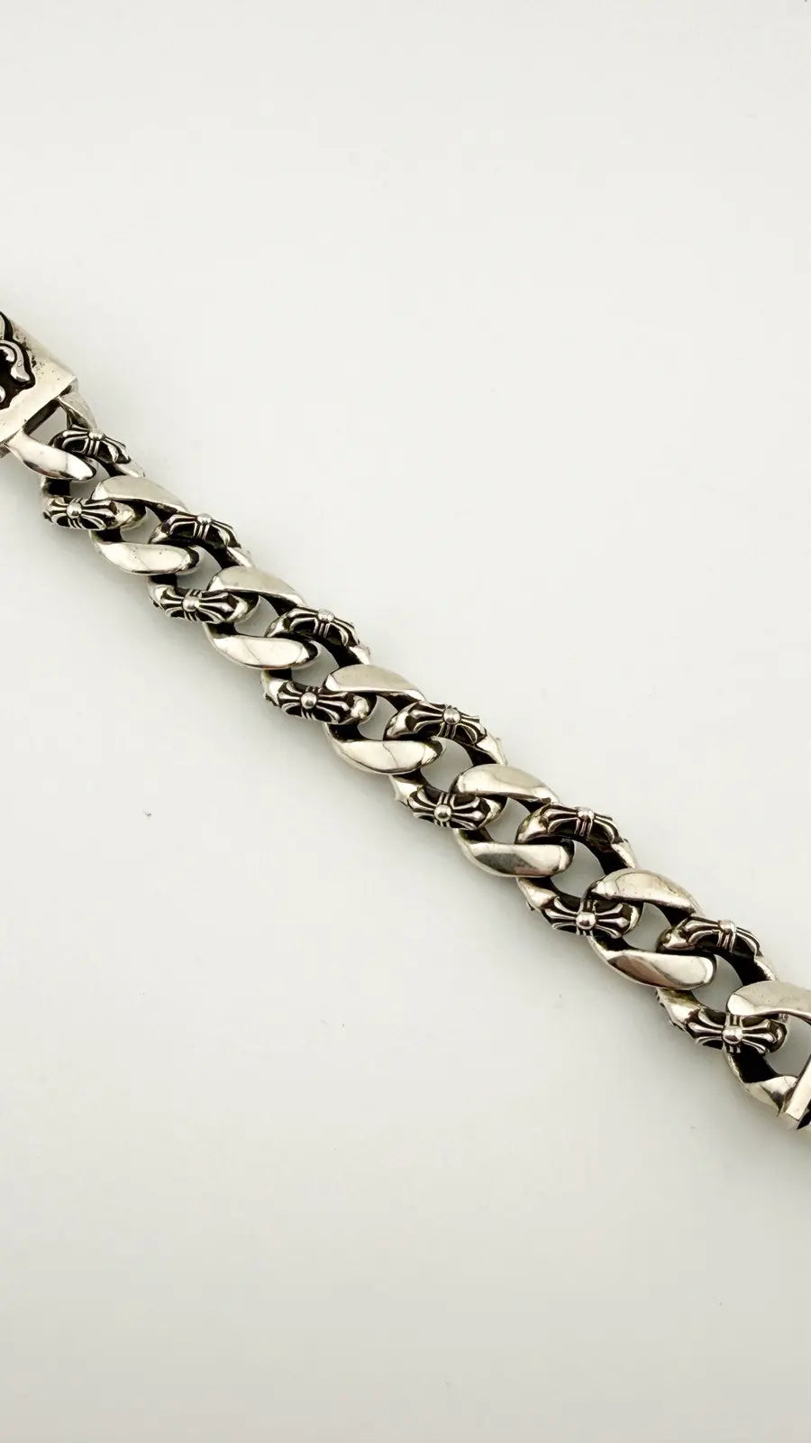 Chrome Hearts Silver ID Cross Fancy Link Cuban Bracelet