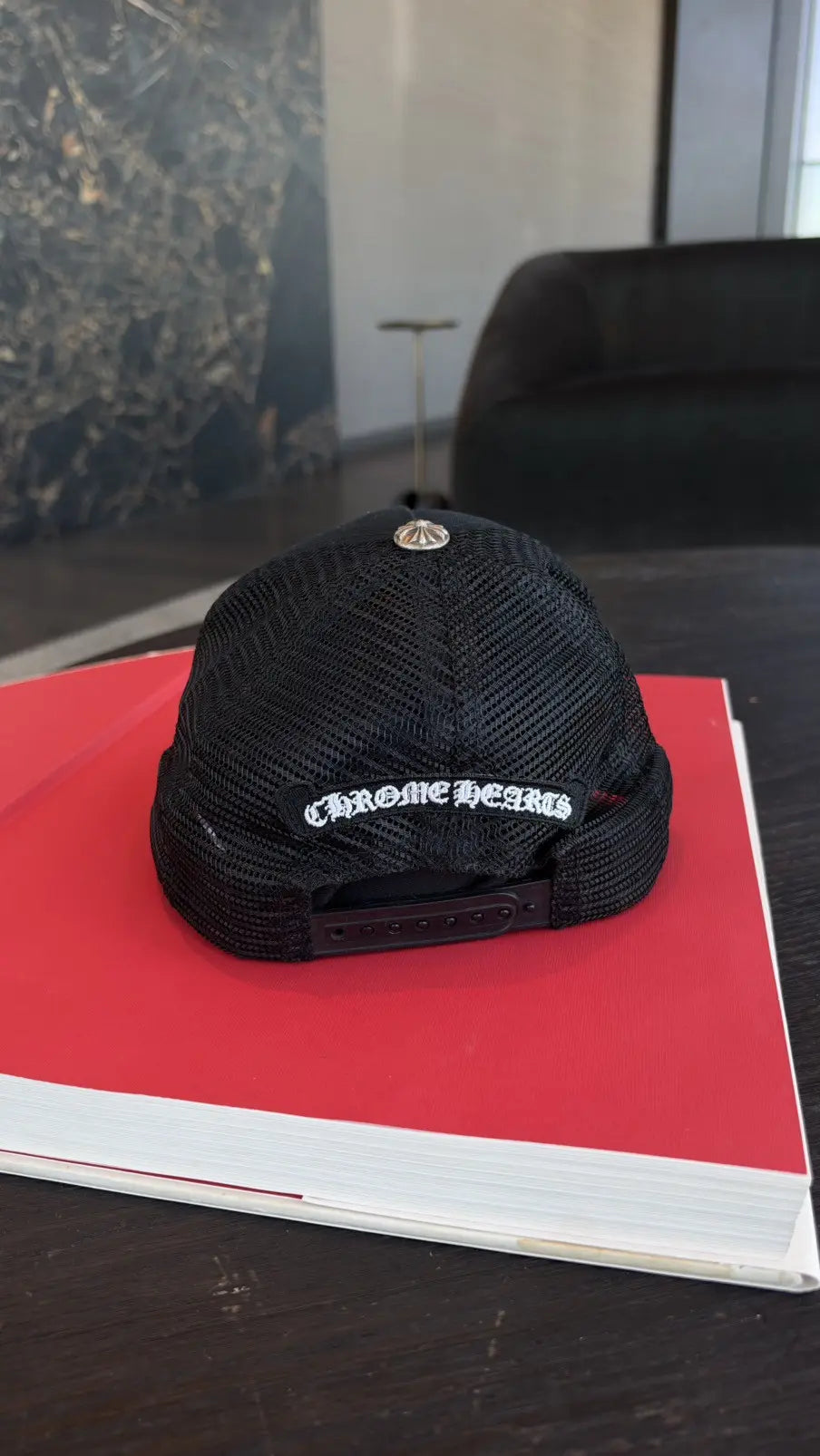 Chrome Hearts Eye Vertical Stack Logo Trucker Hat Chrome Hearts