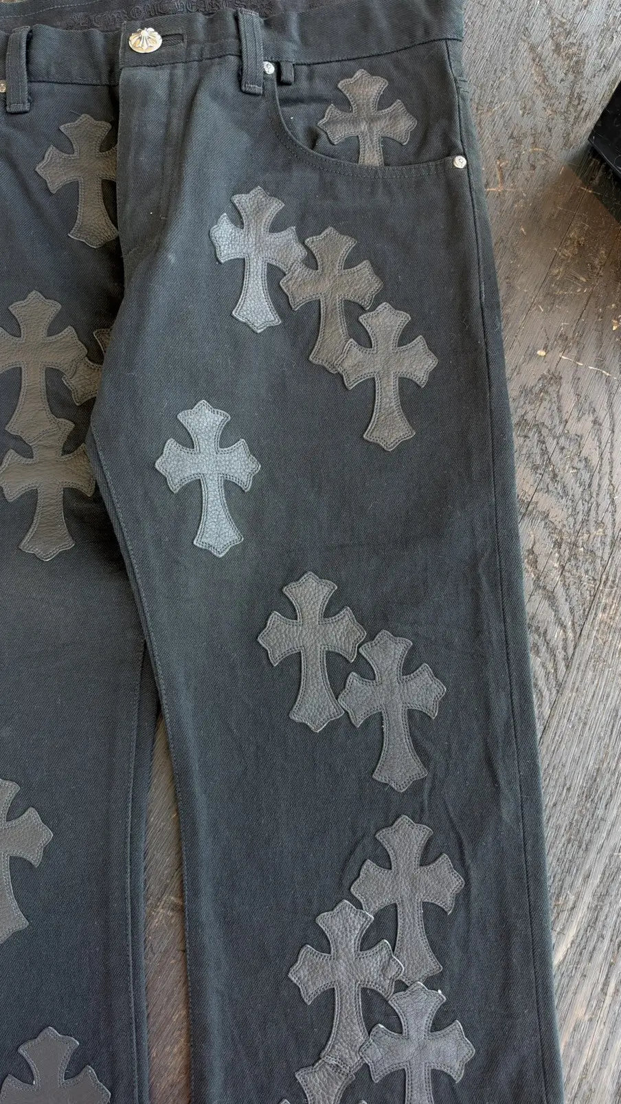 Chrome Hearts Cross Patch Jorts Vibe Cropped Denim Jeans Size 34 Chrome Hearts