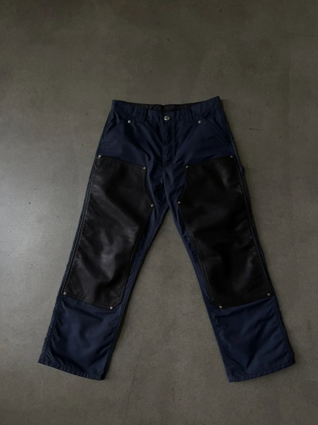 Chrome Hearts Navy Nylon & Leather Carpenter Pants