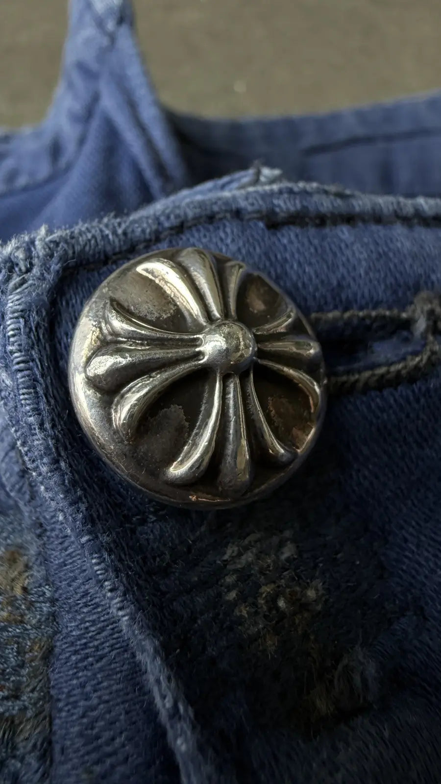 Chrome Hearts Blue Cross Patch French Work Pants