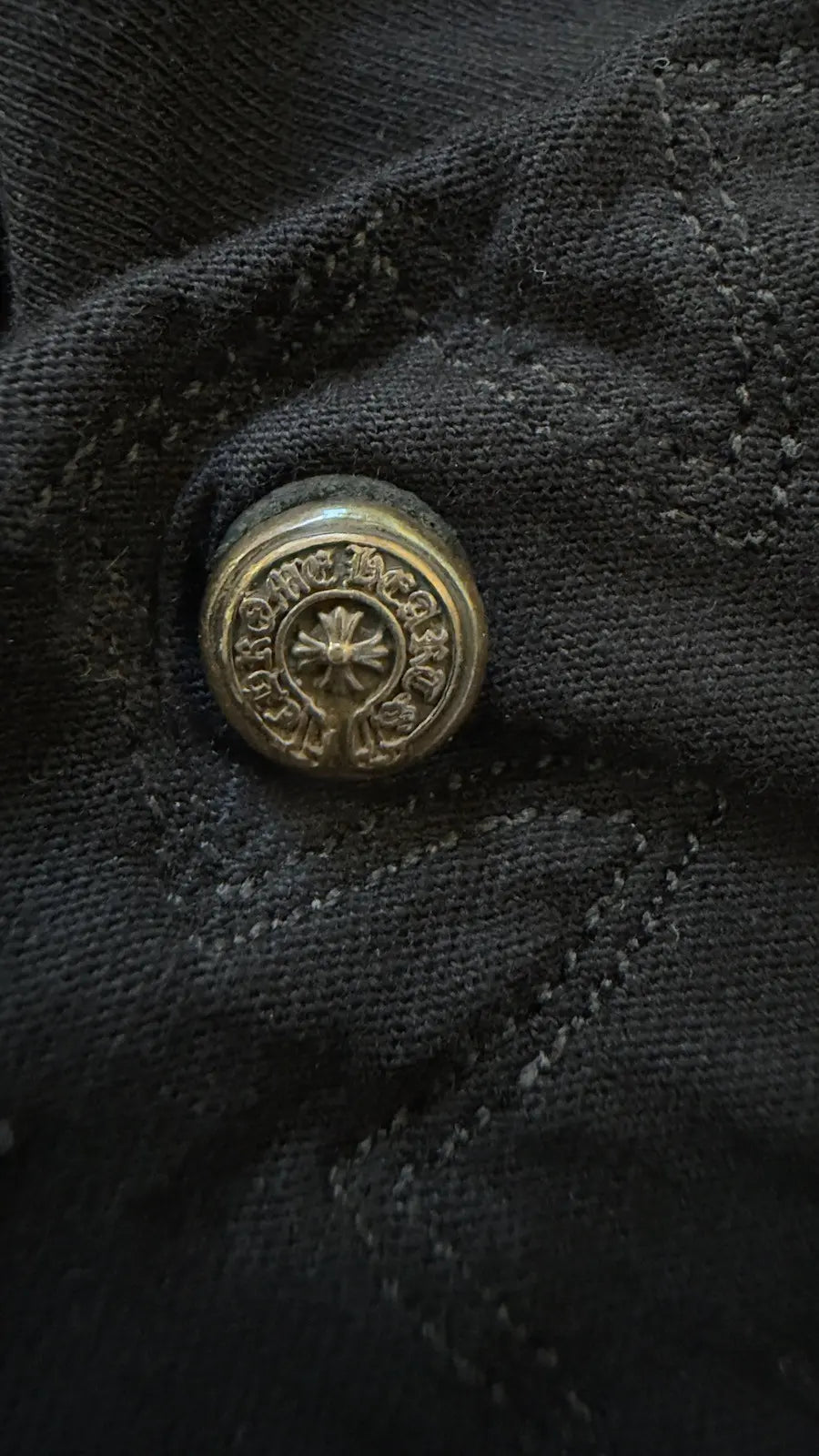 Chrome Hearts Black Leather Patch Thermal Long Sleeve T-Shirt