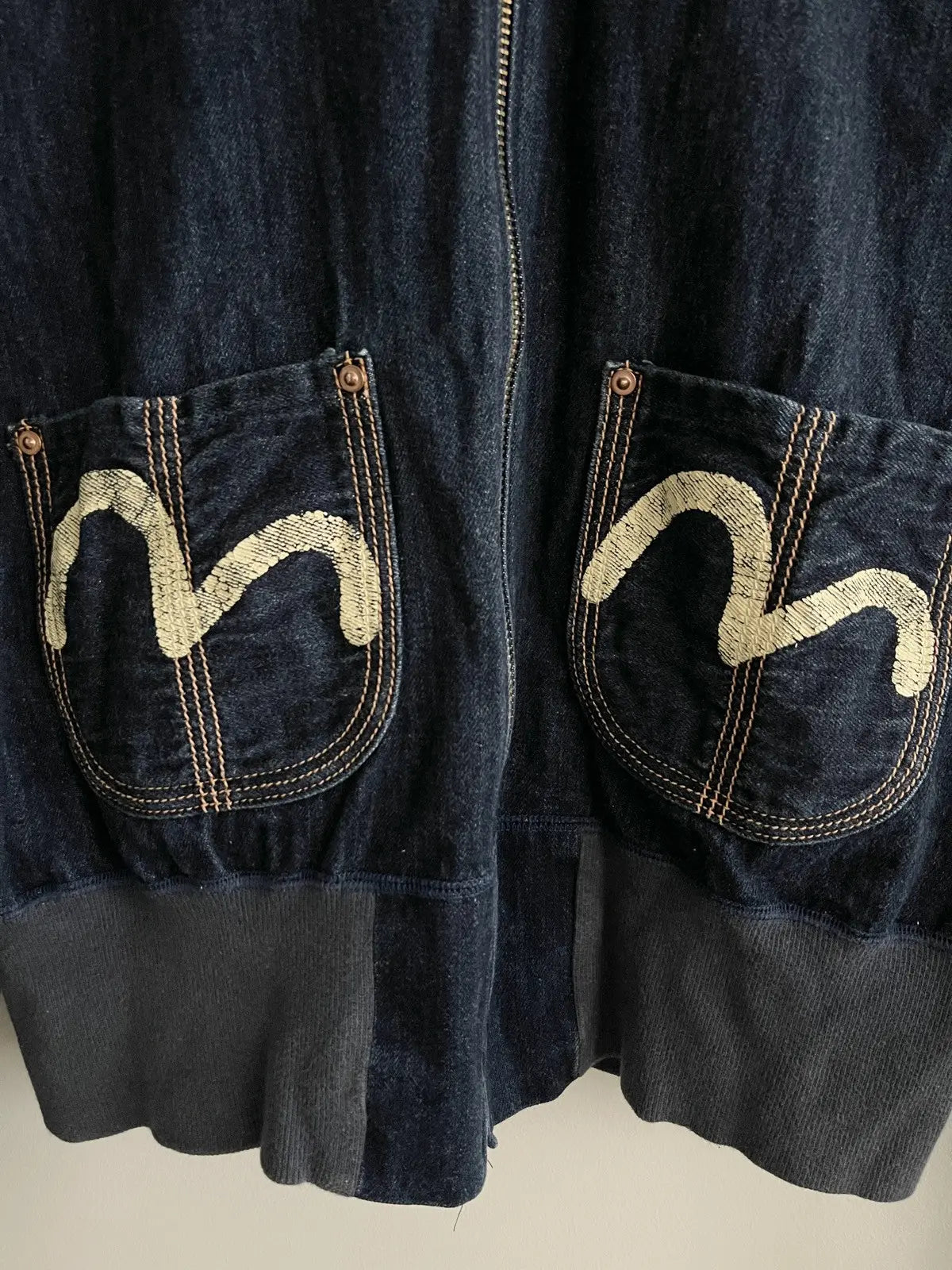 2000s Evisu Pockets Denim Zip Hoodie