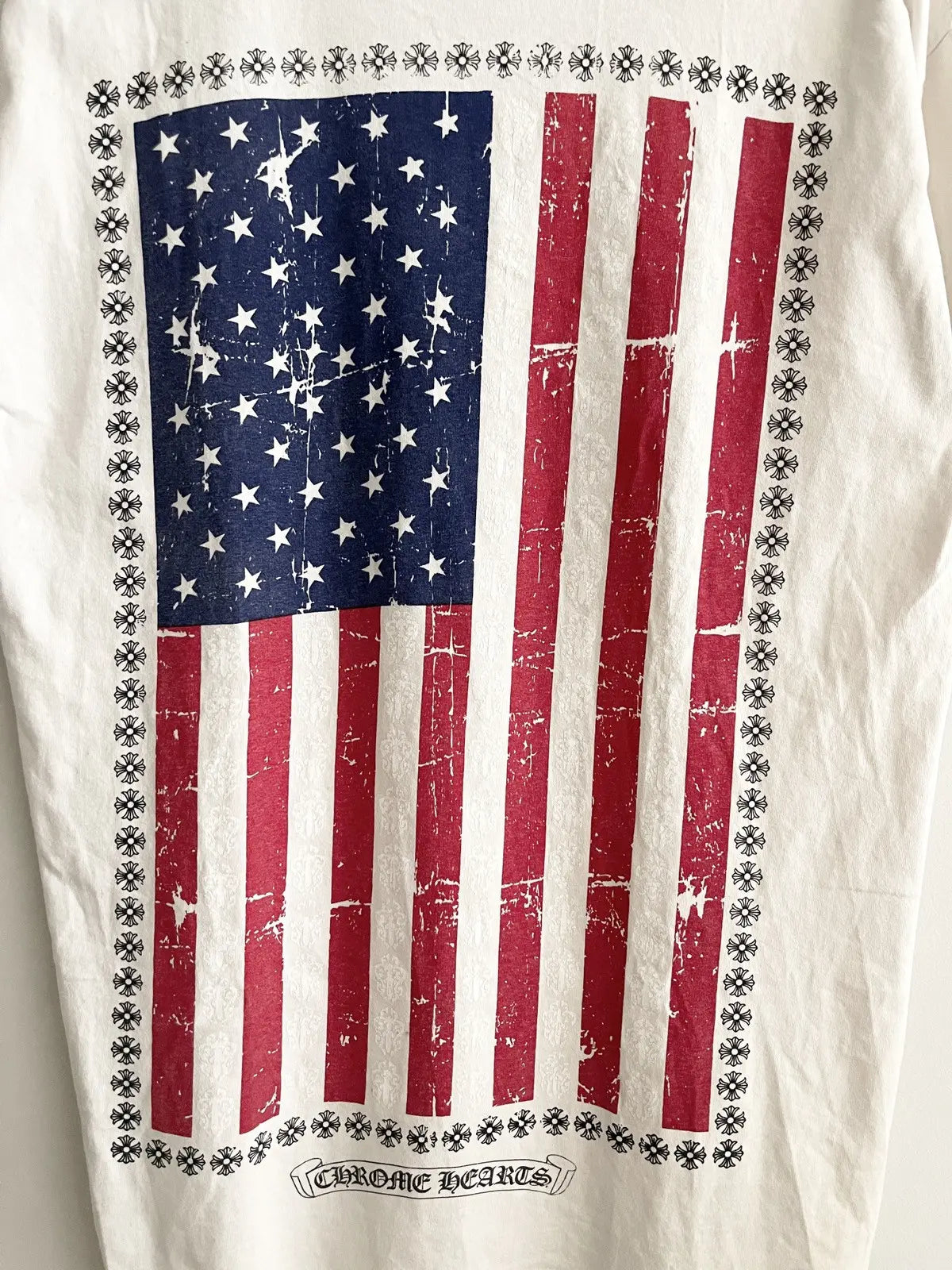 2000s Chrome Hearts American Flag Crosses Pocket Tee