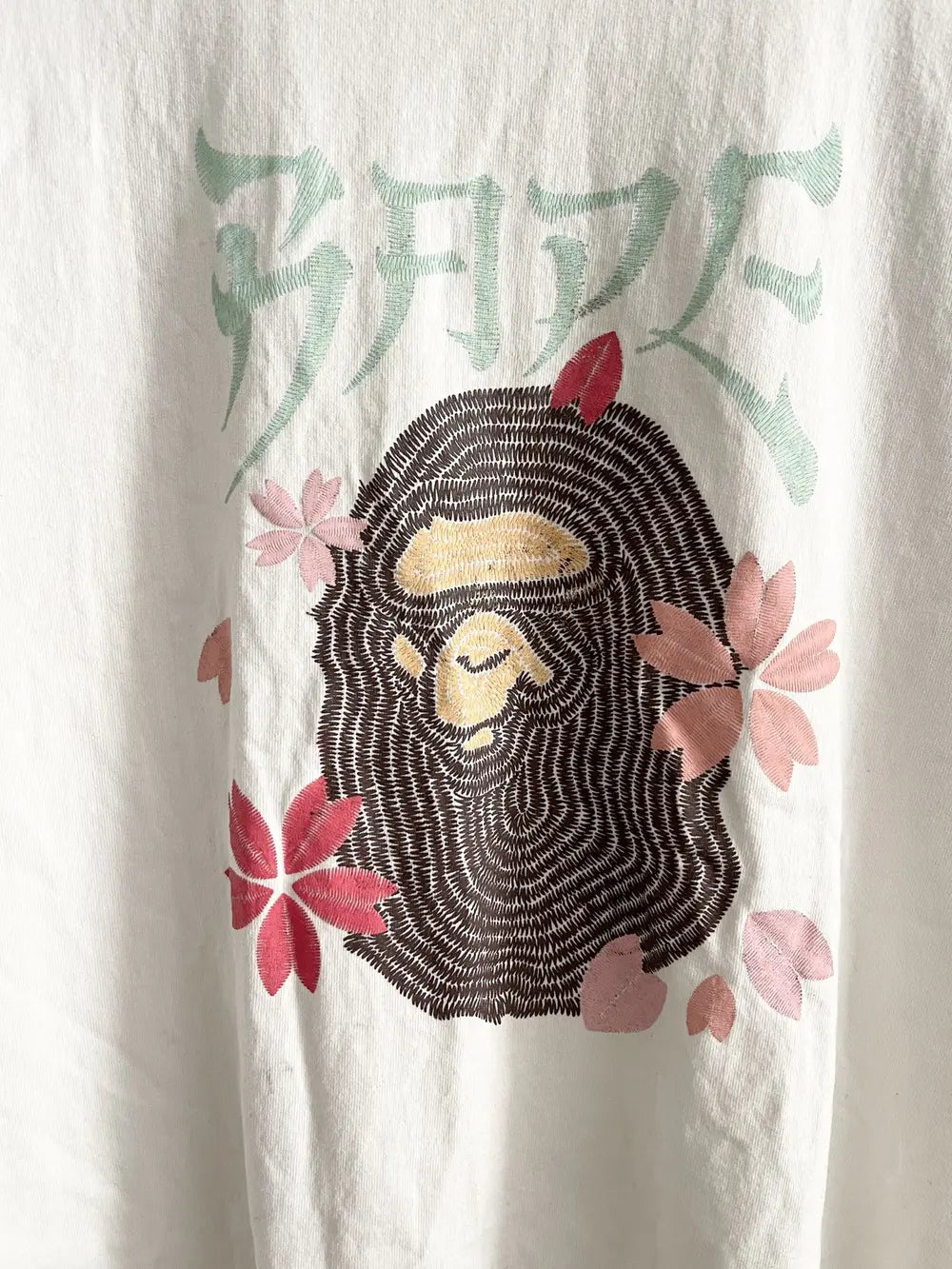 2010s Bape Embroidered Style Sakura Ape Head Tee