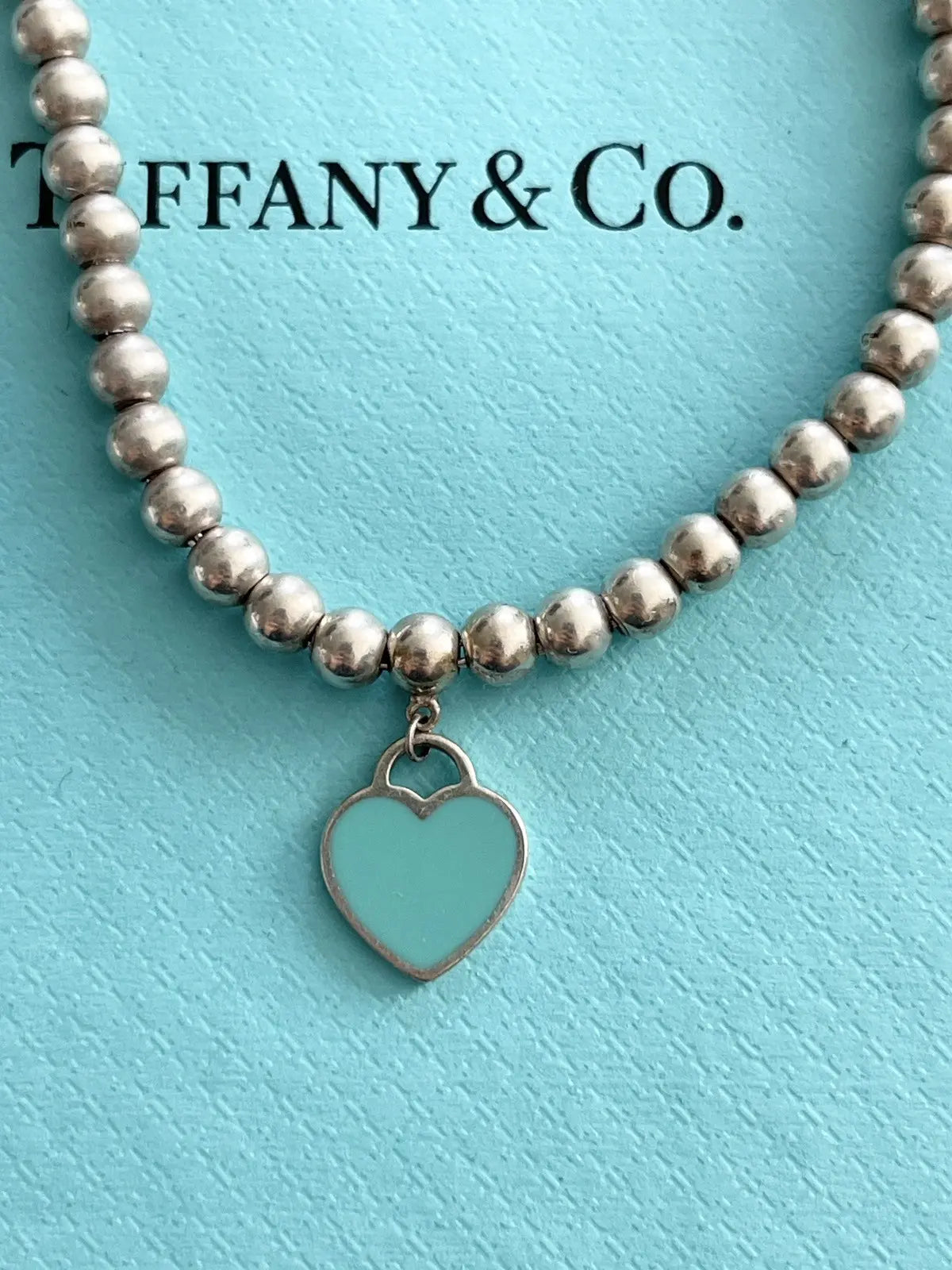 Tiffany & Co. Heart Tag Ball Chain Bangle Bracelet