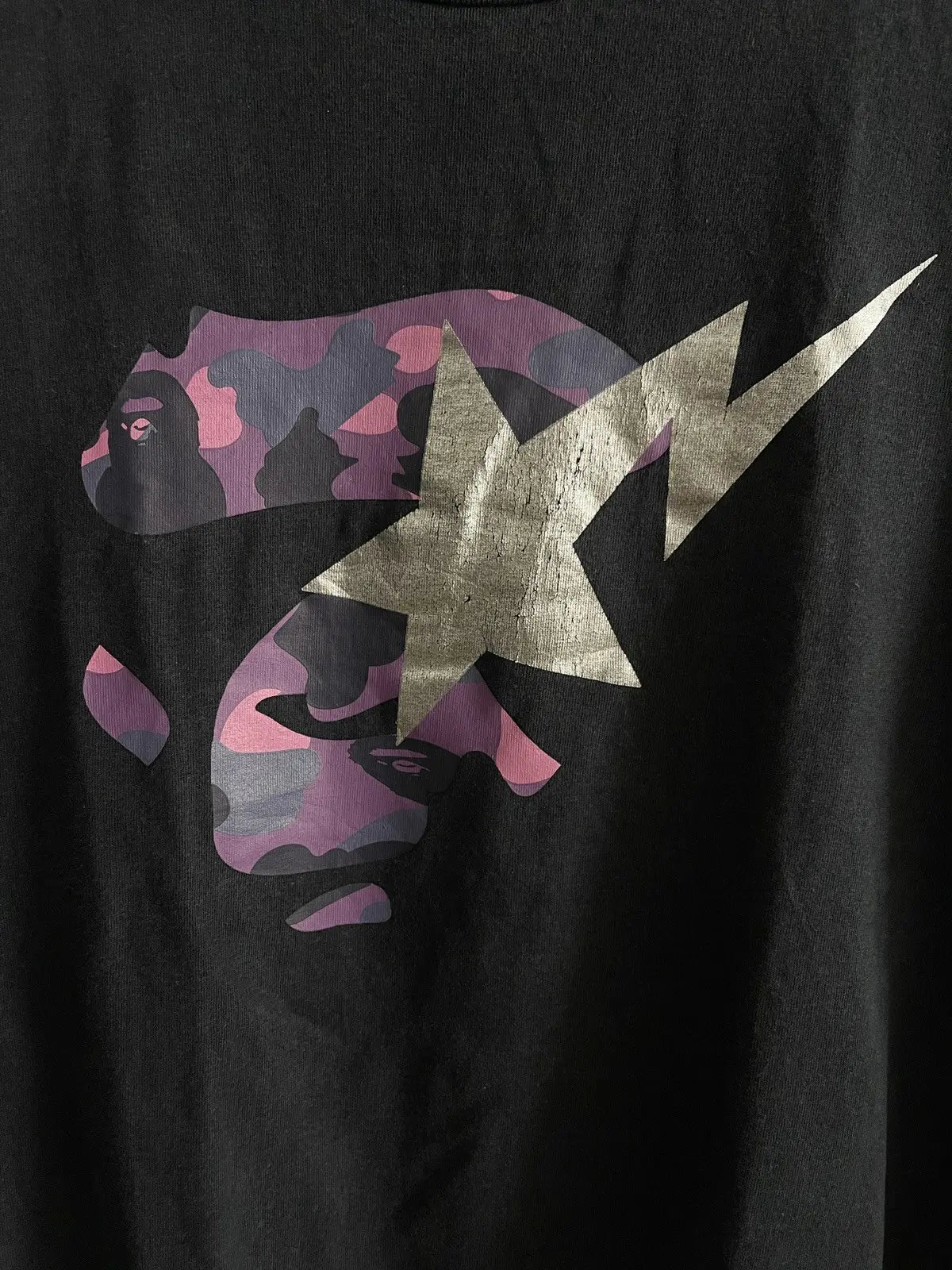 2010s Bape Bapesta ABC Purple Camo Ape Face Tee