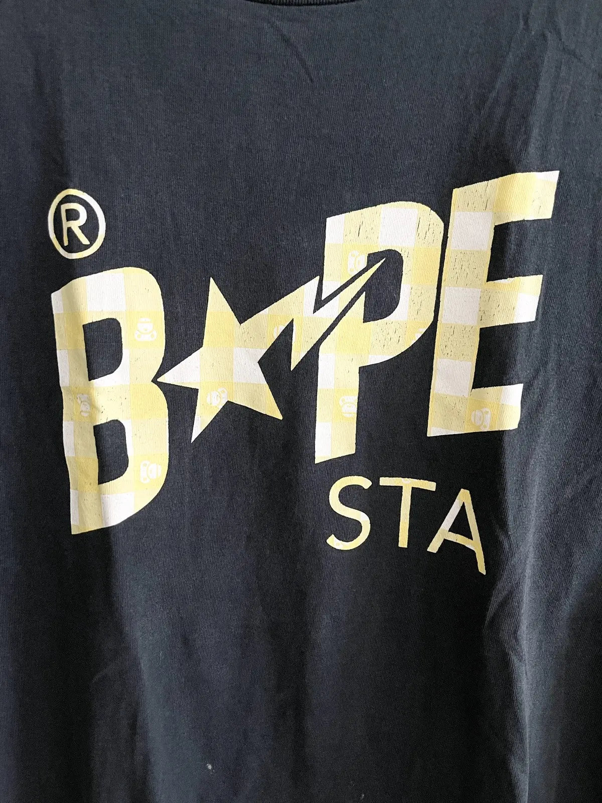 2010s Bape Bapesta Yellow Plaid Logo