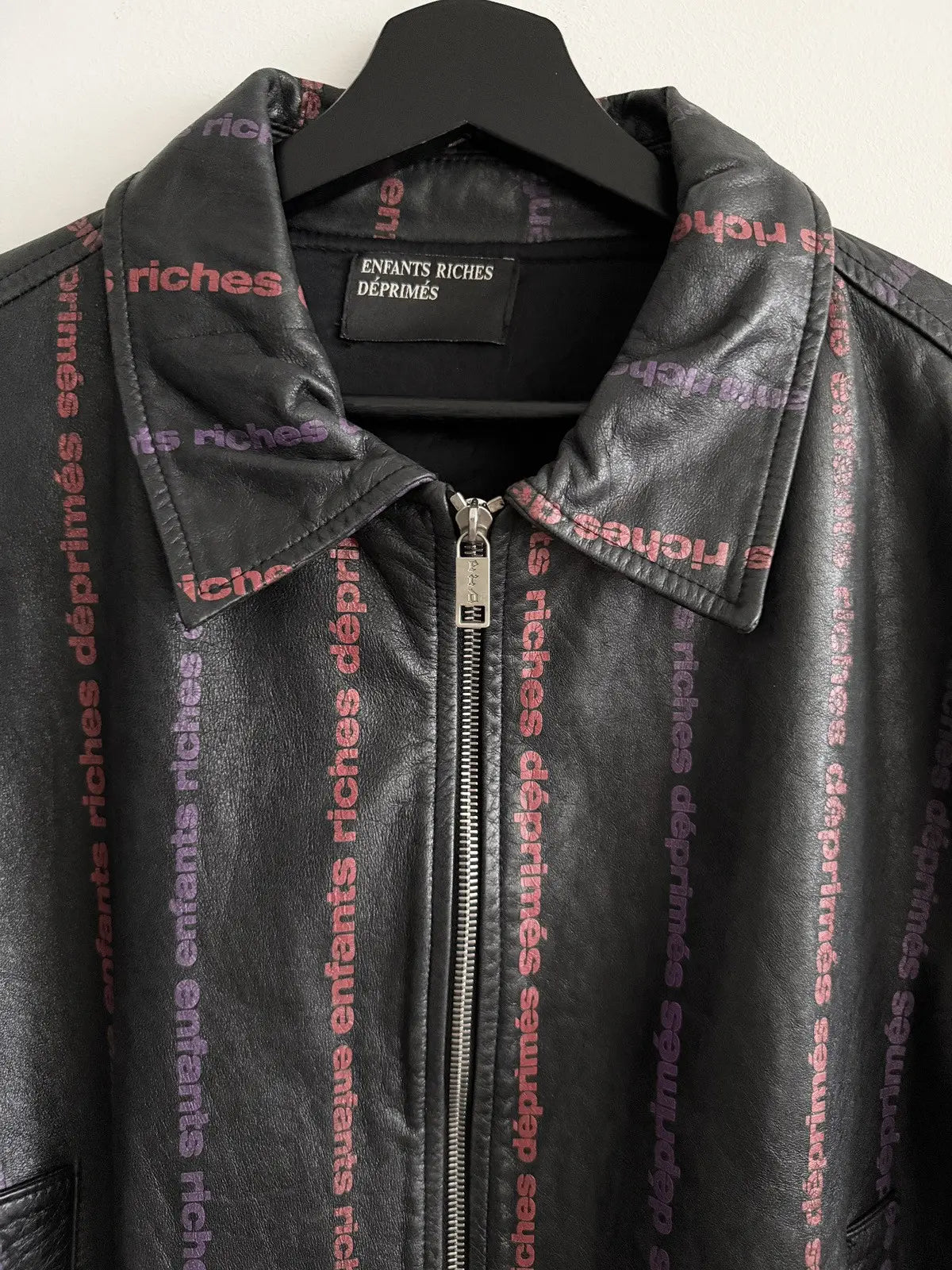 Enfants Riches Deprimes Logo Stripped Leather Jacket
