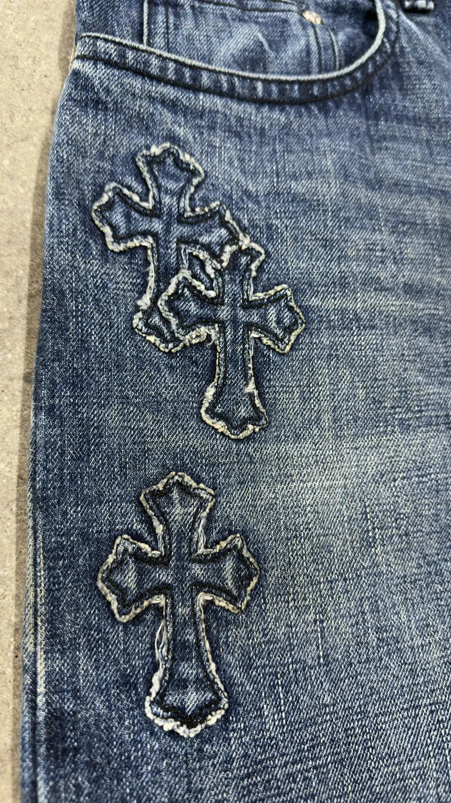Chrome Hearts Denim Cross Patch Jeans