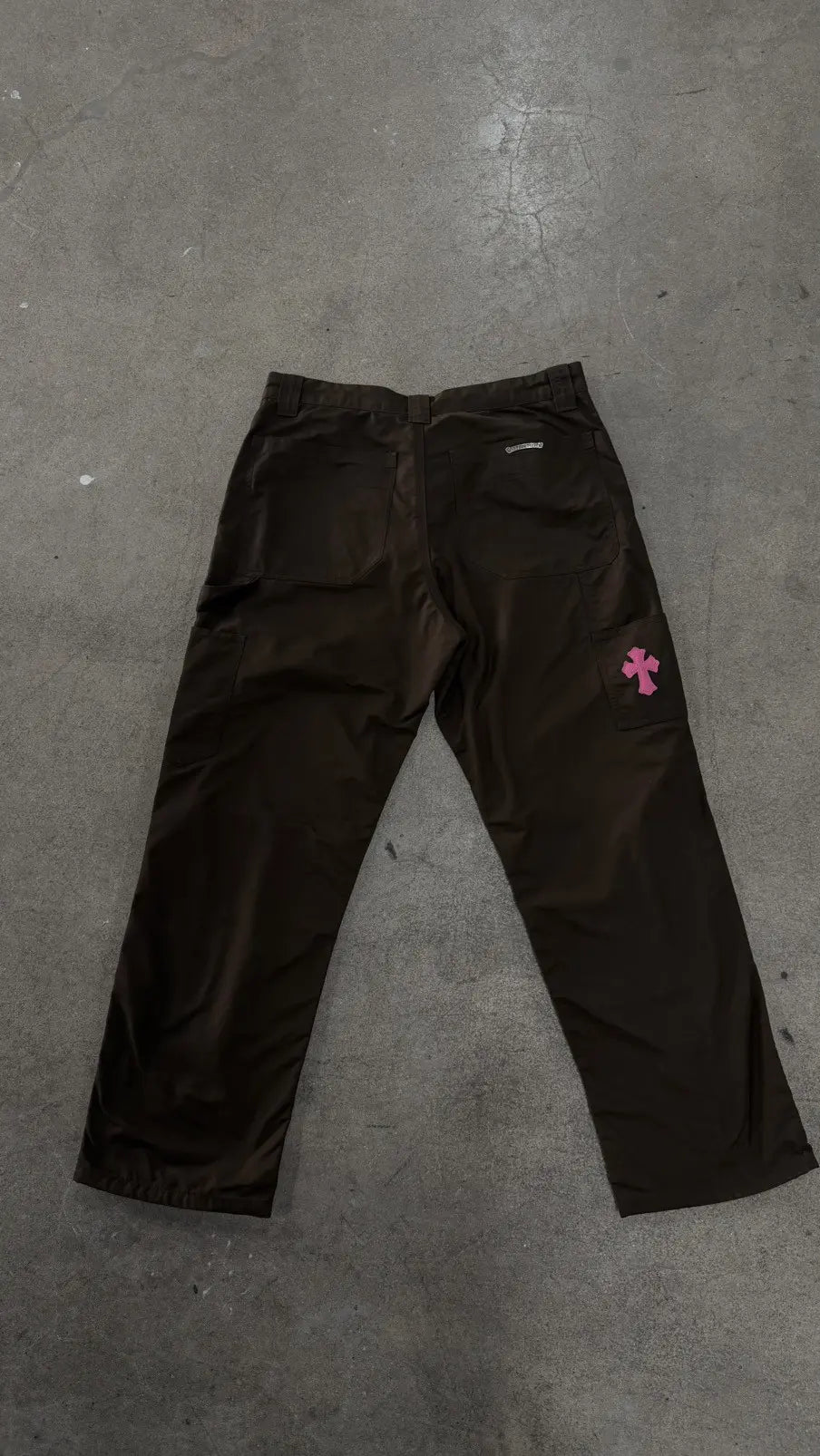 Chrome Hearts Brown Nylon and Leather Double Knee Pants