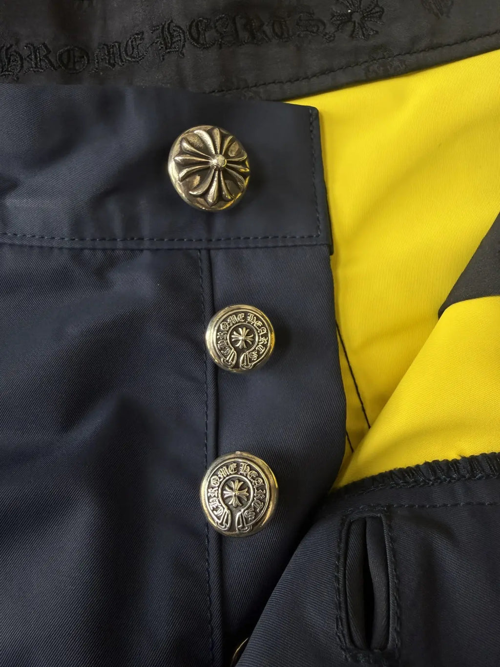 Chrome Hearts Navy Nylon & Leather Carpenter Pants