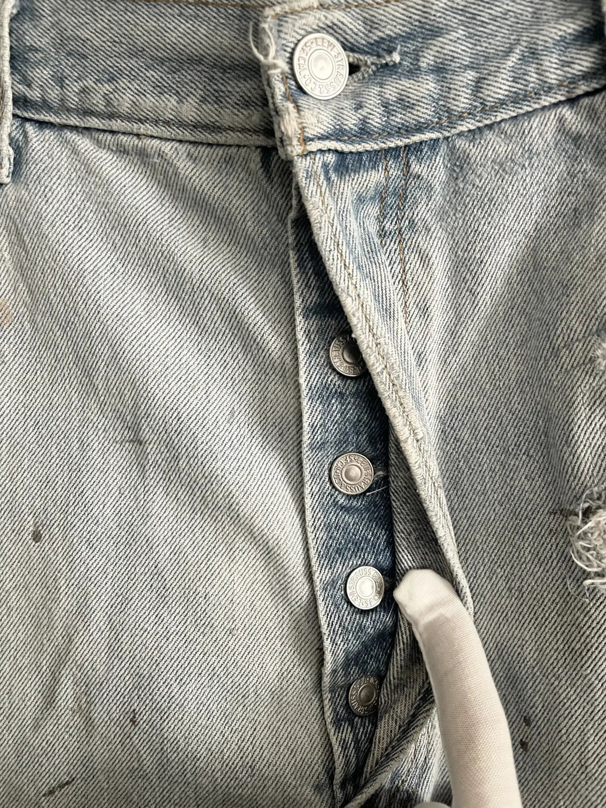 1990s Levi’s 501 Distressed Paint Denim Jeans