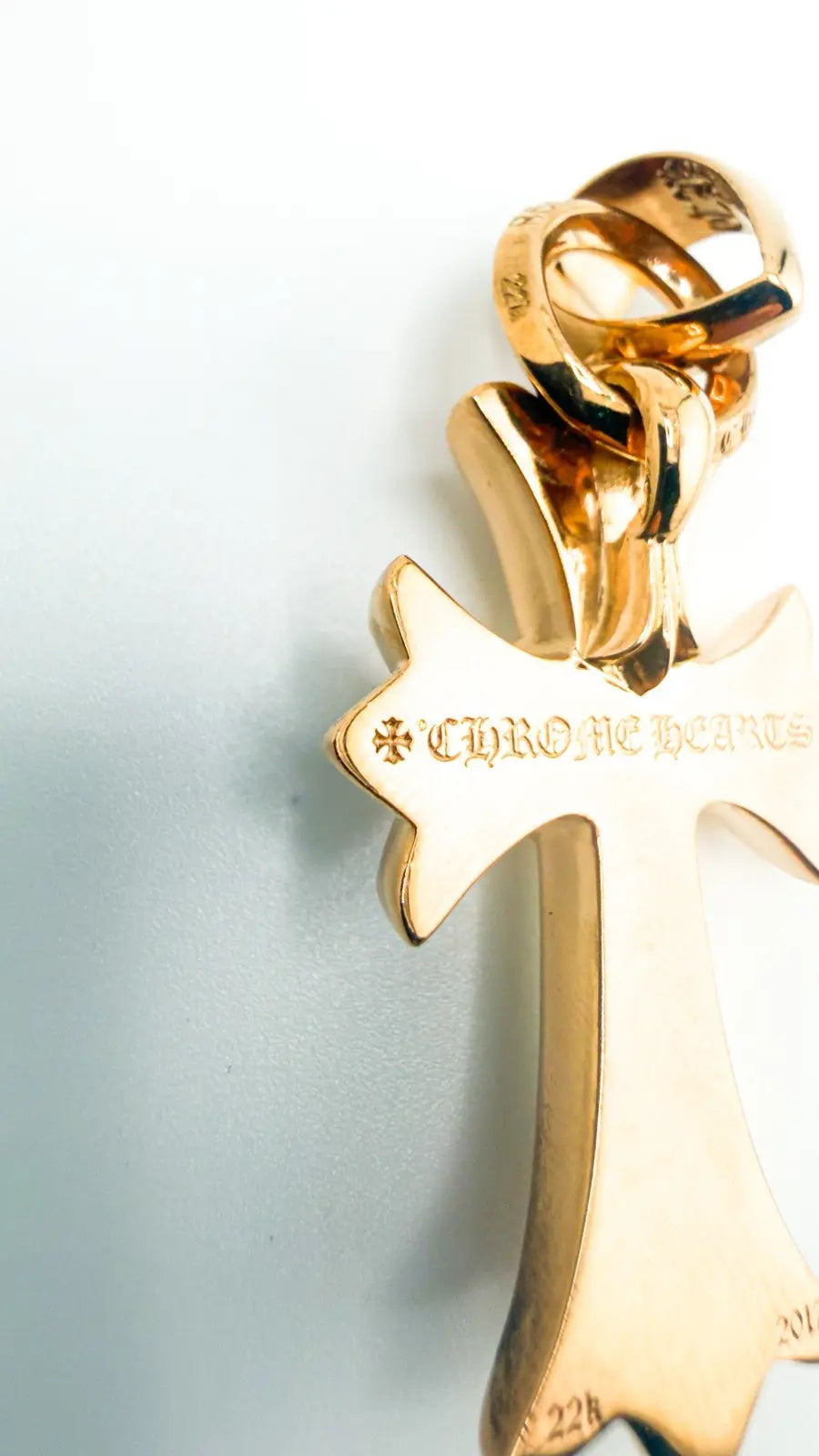 Chrome Hearts 22K Gold Emerald Heart Cross Pendant Chrome Hearts