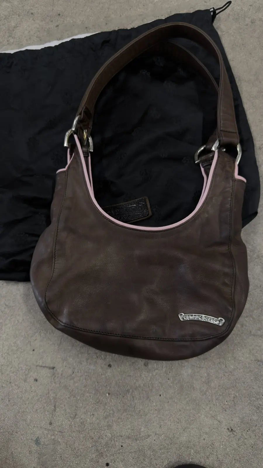 Chrome Hearts Pink & Brown Shoulder Strap Hobo Underarm Bag