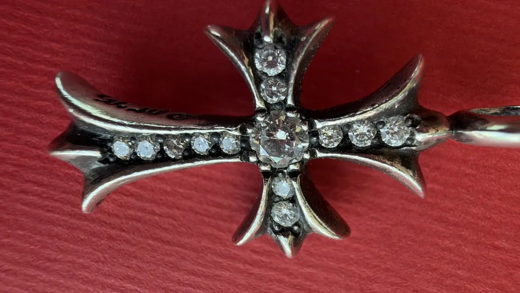 Chrome Hearts Tiny CH Cross Pave Diamond Pendant Chrome Hearts