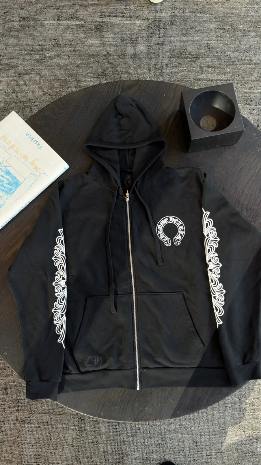 Chrome Hearts Horseshoe Floral Cross-Sleeve Zip-Up Hoodie Size XL Chrome Hearts