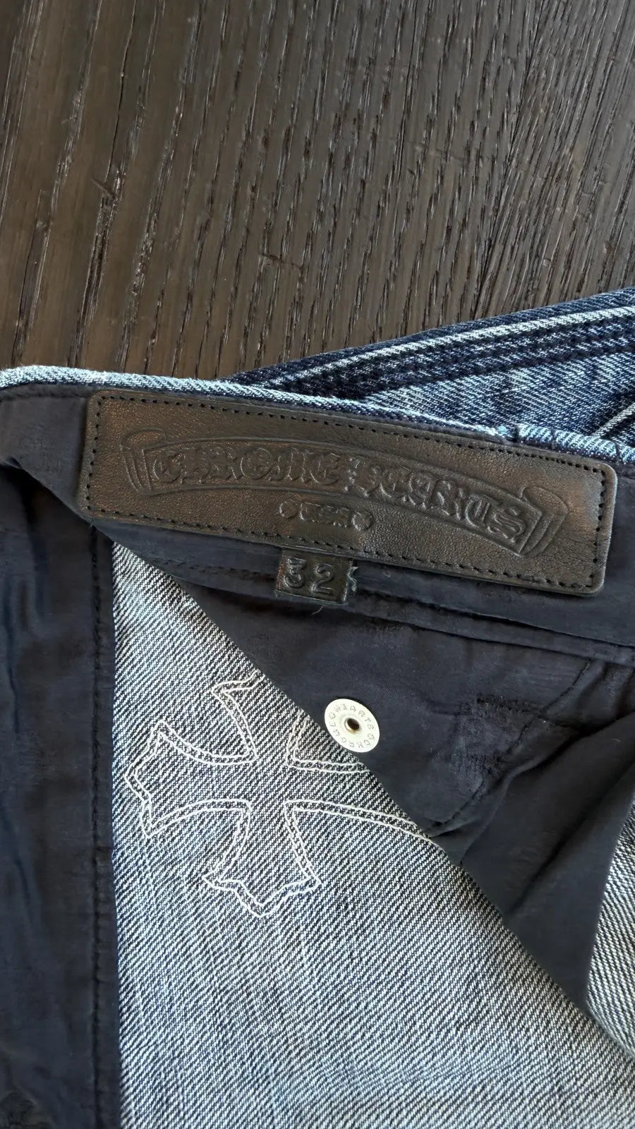 Chrome Hearts White Black Cross Patch Jean Shorts Chrome Hearts