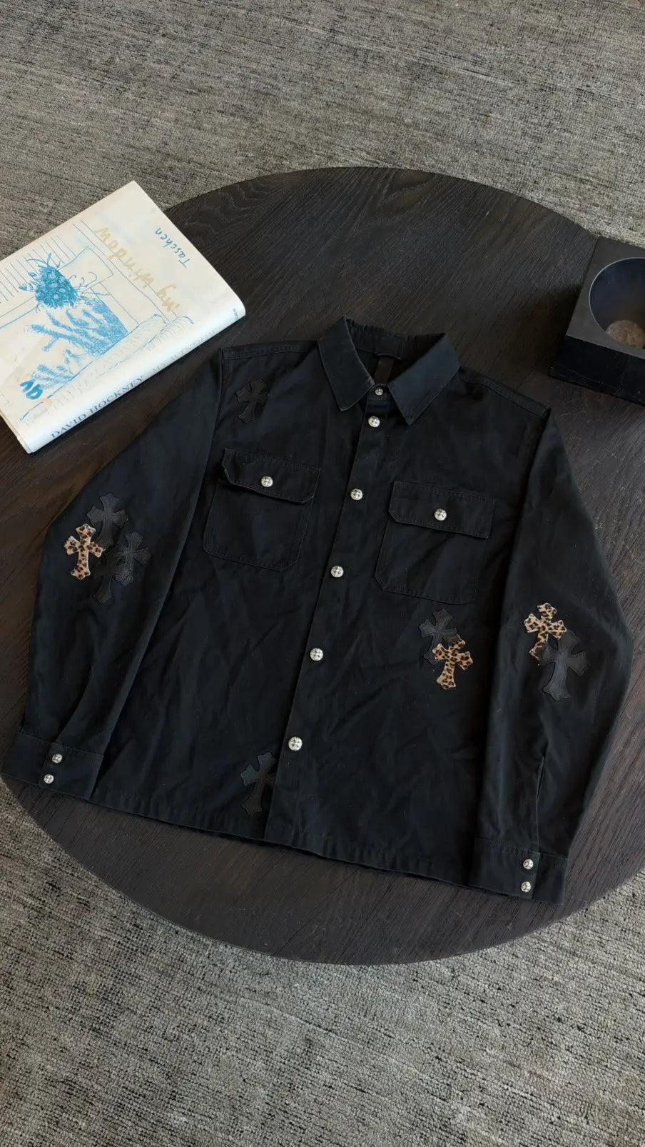 Chrome Hearts Work Dog Cross Leather Patch Jacket Size XL Chrome Hearts