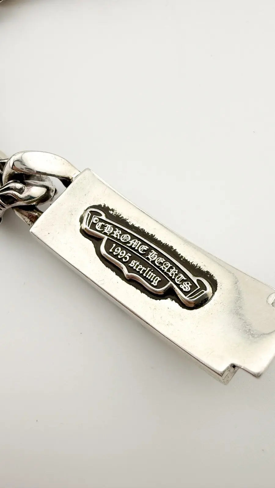 Chrome Hearts Silver ID Cross Fancy Link Cuban Bracelet