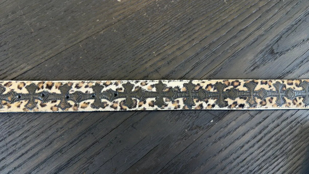 Chrome Hearts-Style Leopard Print Ponyhair Belt Strap Chrome Hearts