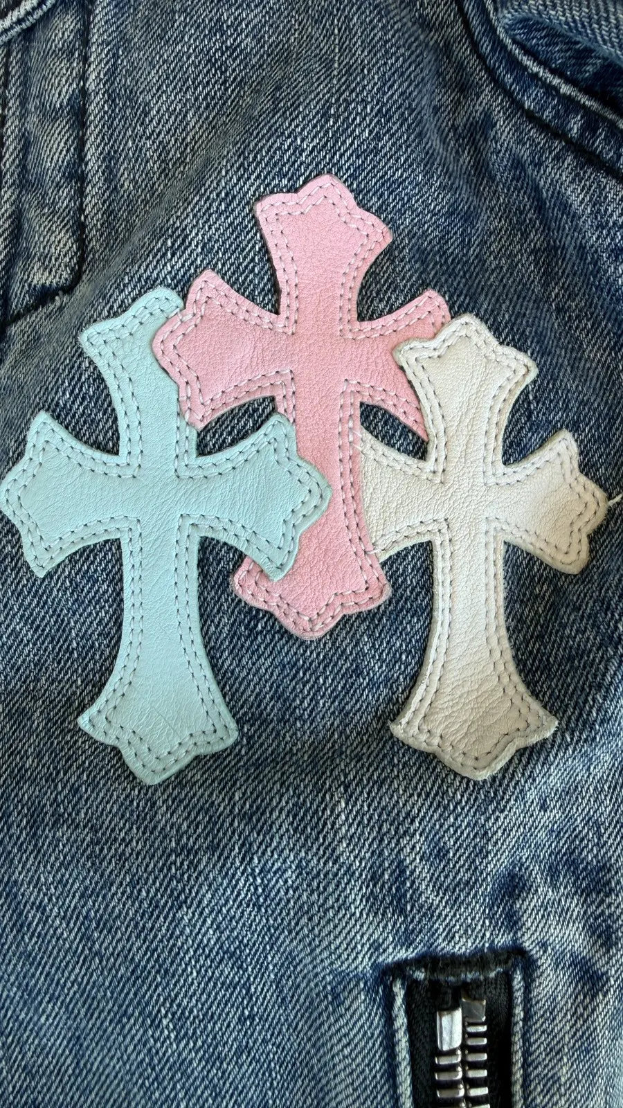 Chrome Hearts Levi's Cross Patch Denim Sherpa Jacket Chrome Hearts