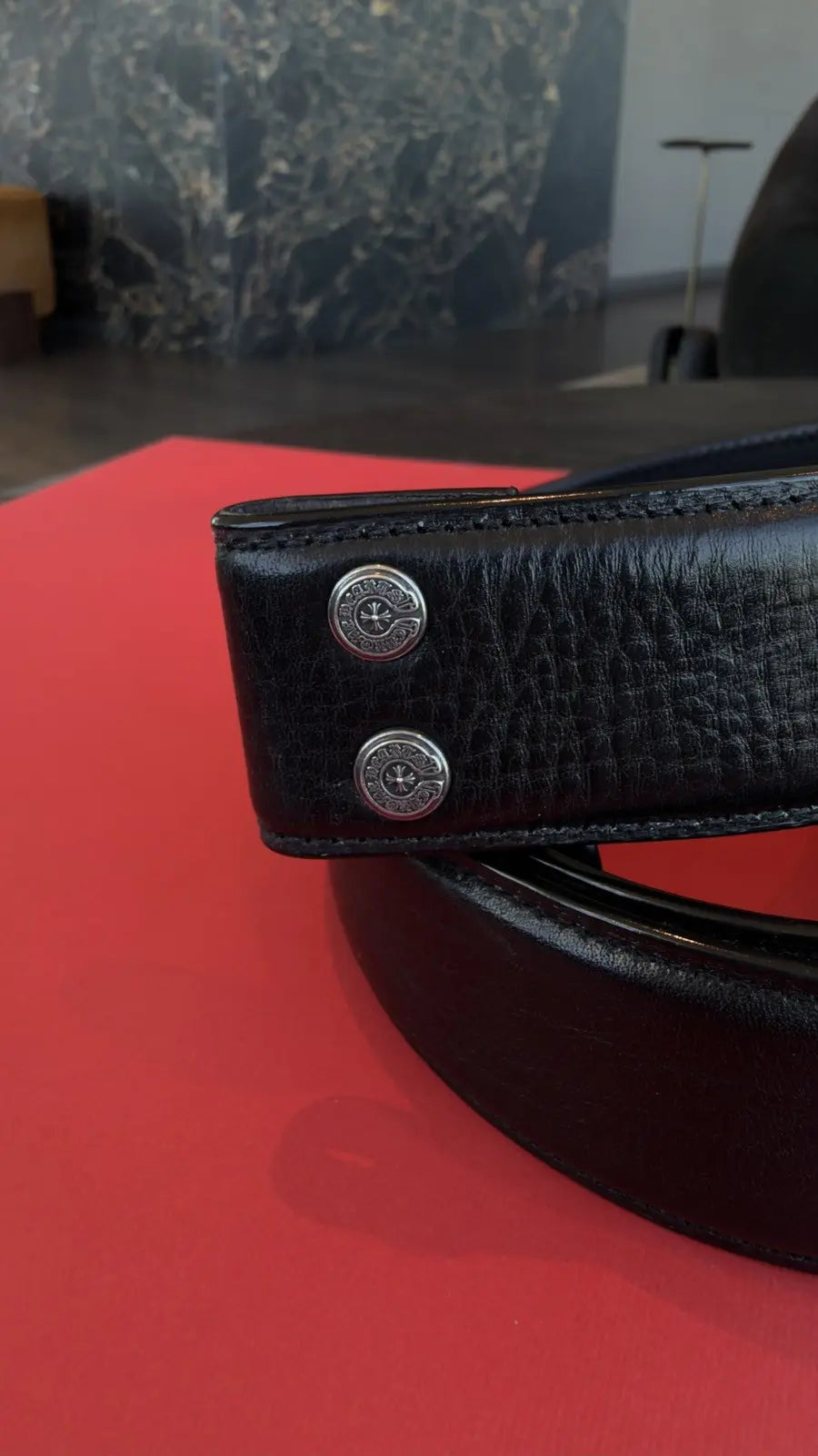 Chrome Hearts Black Leather Belt Strap Size 36 Chrome Hearts