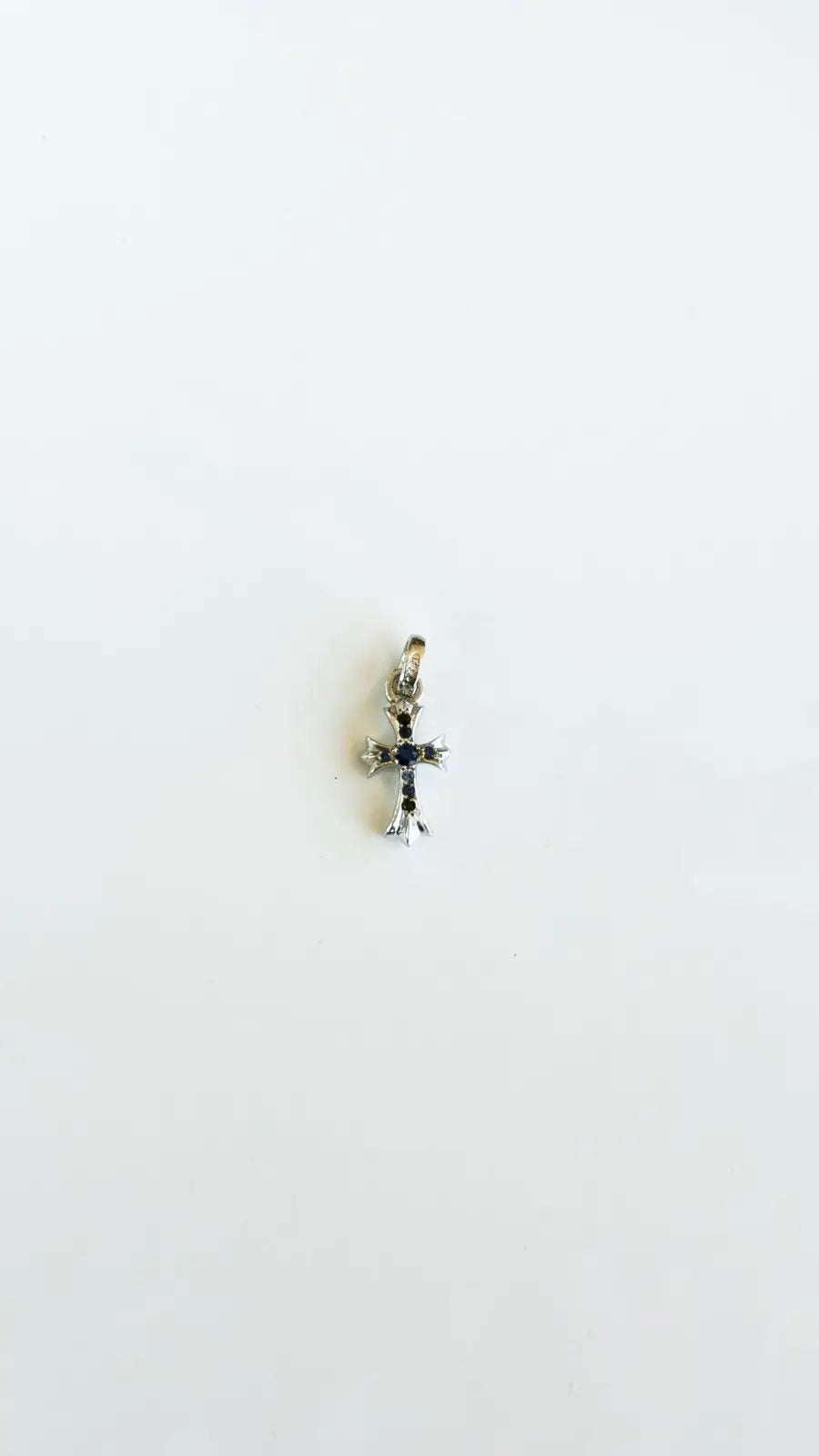 Chrome Hearts Blue Sapphire Pavé "Baby Fat" Cross Pendant Chrome Hearts