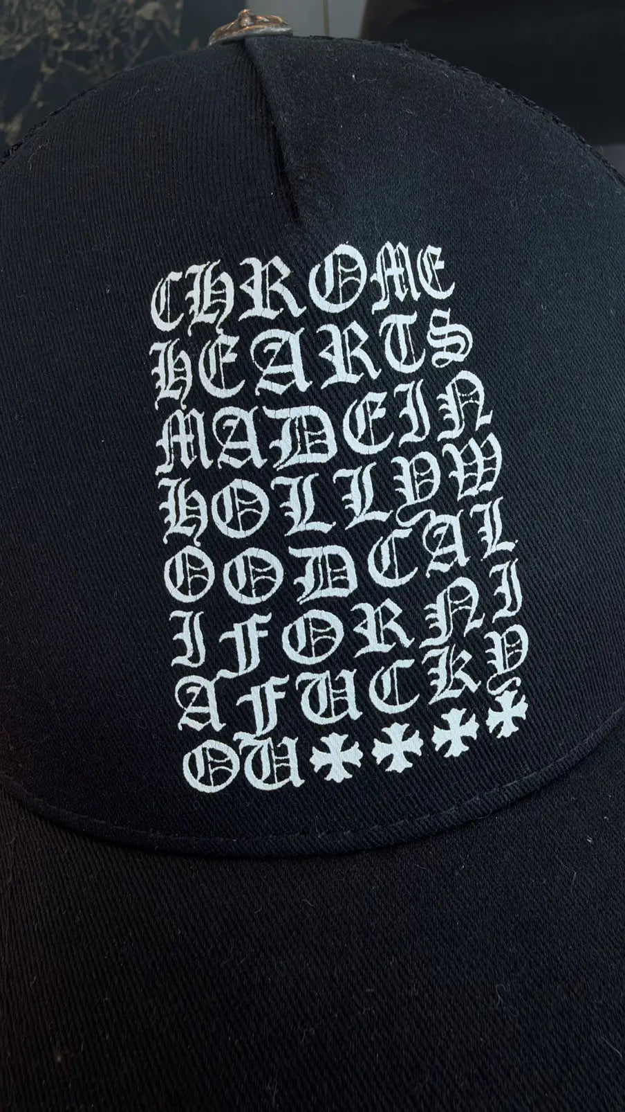 Chrome Hearts Eye Vertical Stack Logo Trucker Hat Chrome Hearts
