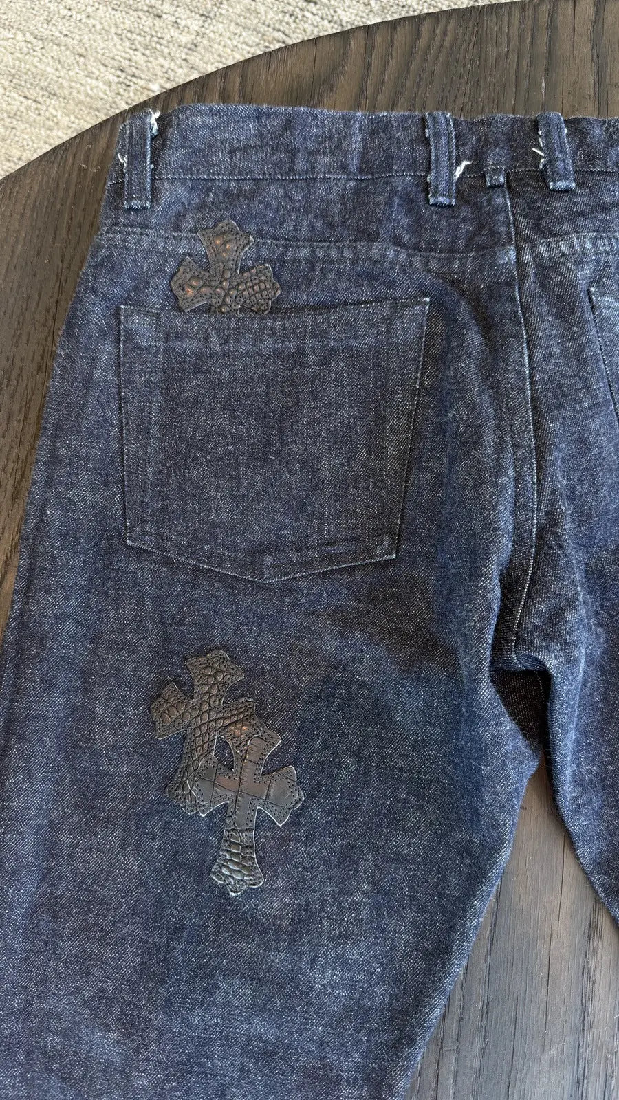 Chrome Hearts Crocodile Cross Patch Jeans Chrome Hearts