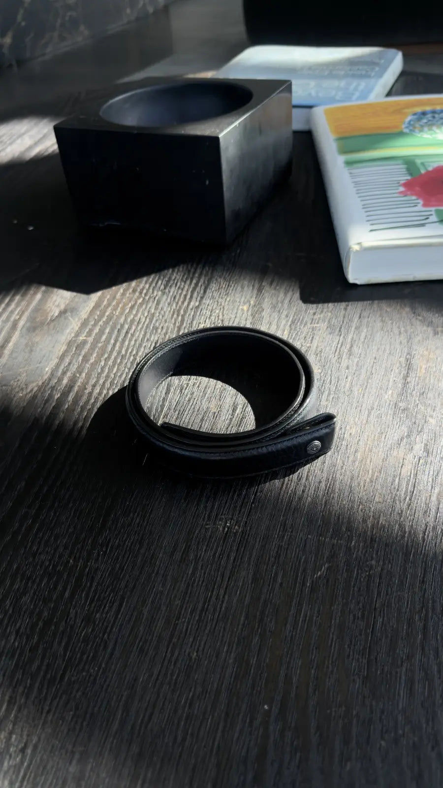 Chrome Hearts Black Textured Leather Belt Strap Chrome Hearts