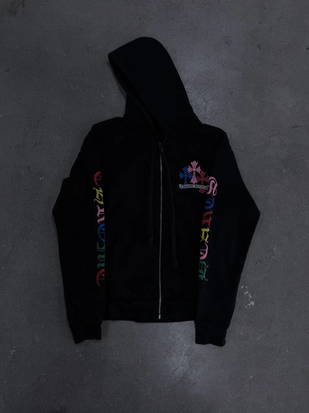 Chrome Hearts Cross Logo Zip Up Hoodie Black/Multicolor