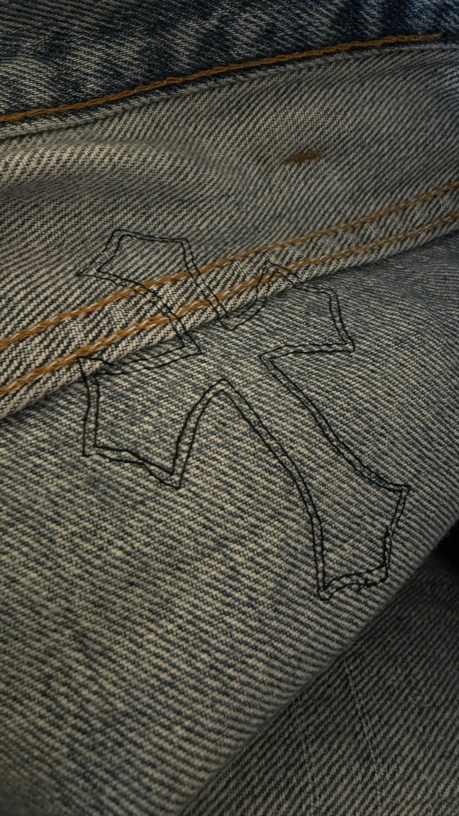 Chrome Hearts Levis 501 Black Cross Patch Jeans