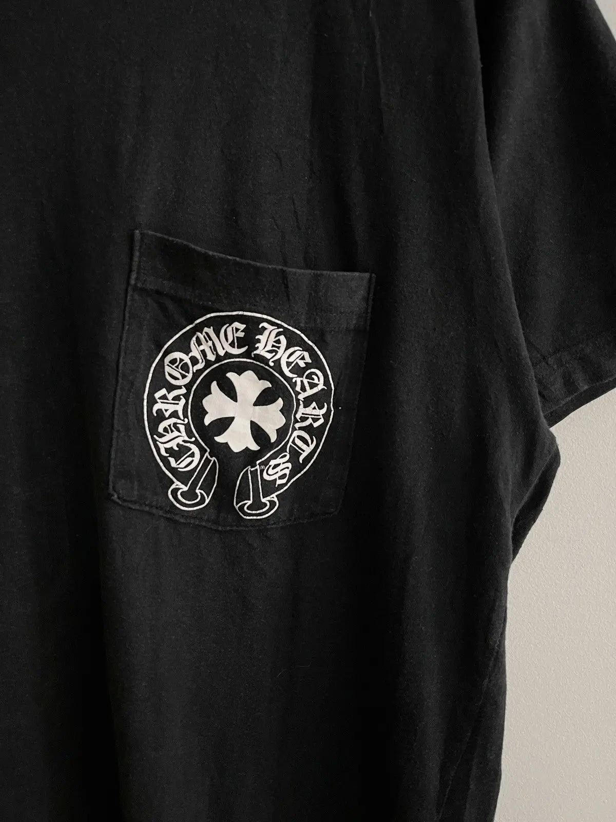 2000s Chrome Hearts Eye Chart Horseshoe Pocket Tee