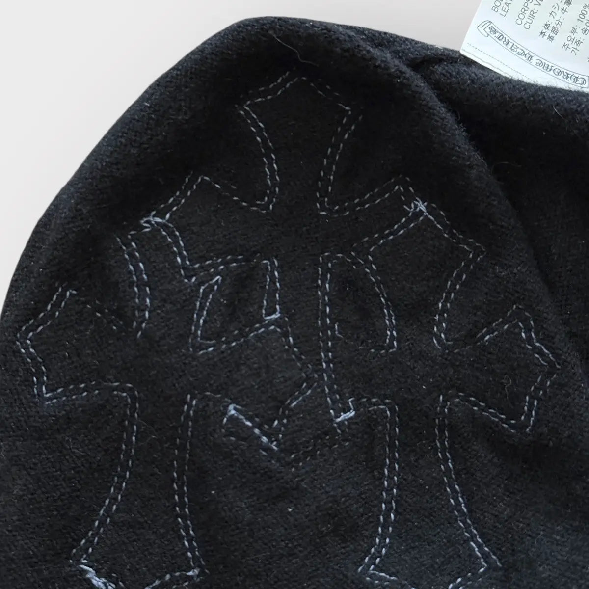 Chrome Hearts Cashmere Leather Patch Mask Beanie
