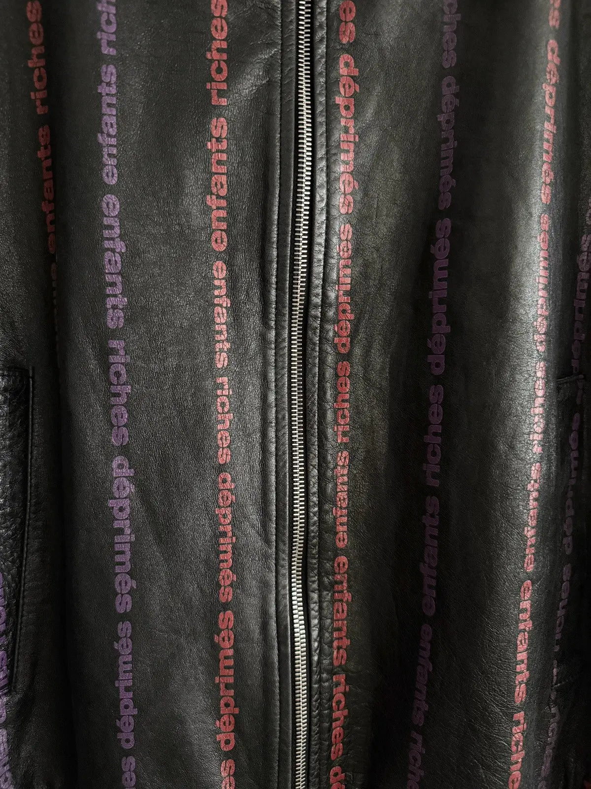 Enfants Riches Deprimes Logo Stripped Leather Jacket