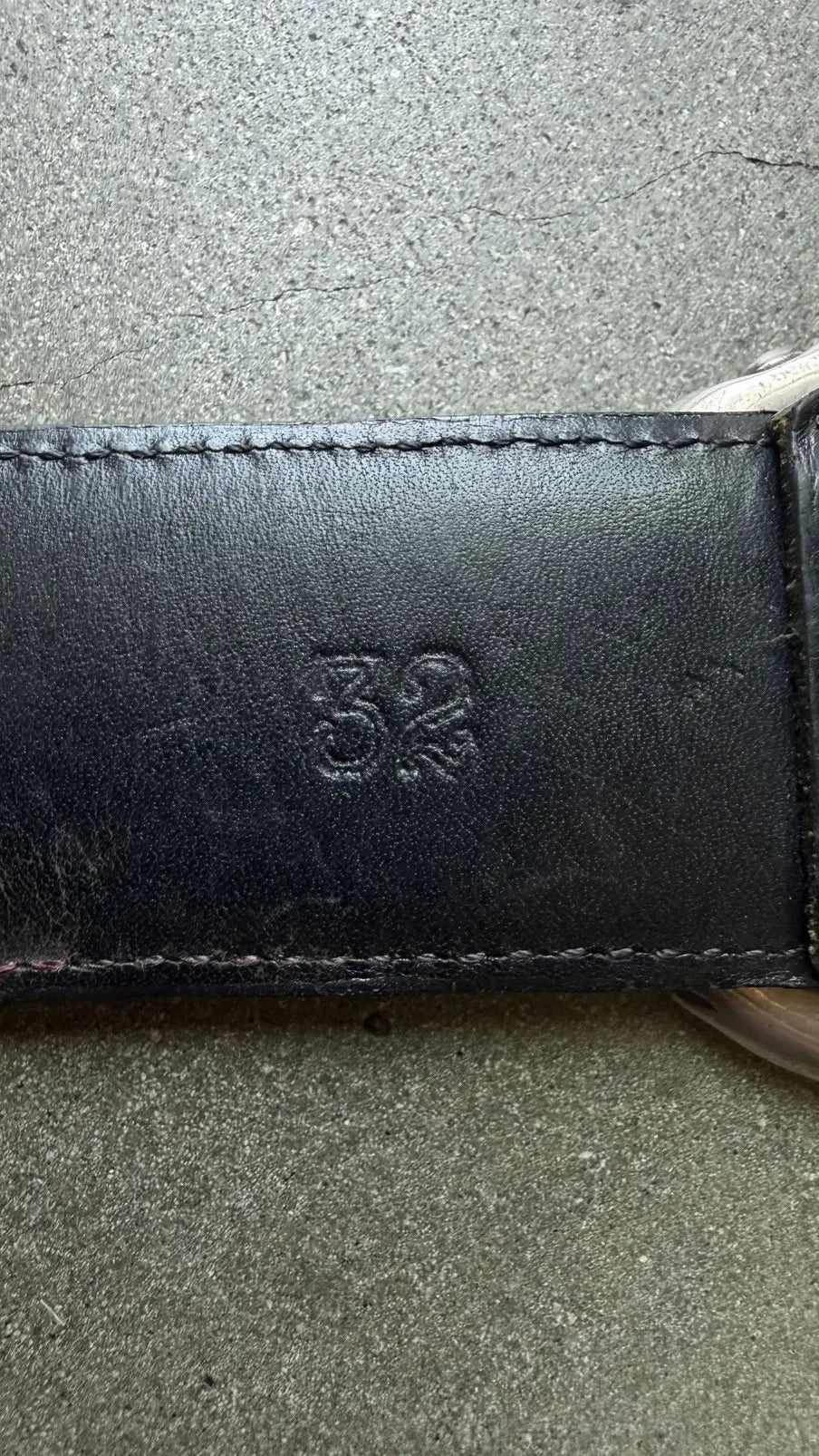 Chrome Hearts Black Leather Scroll Ring Belt