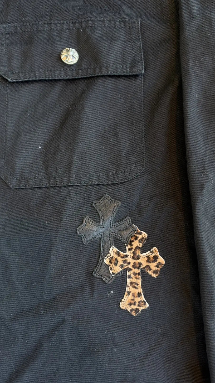 Chrome Hearts Work Dog Cross Leather Patch Jacket Size XL Chrome Hearts